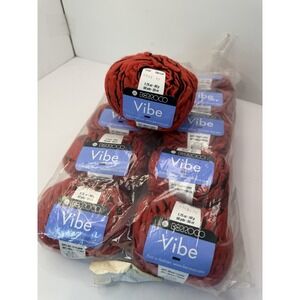 Berroco Vibe Bulky Yarn Red Black Wool Nylon Blend Lot Of 10